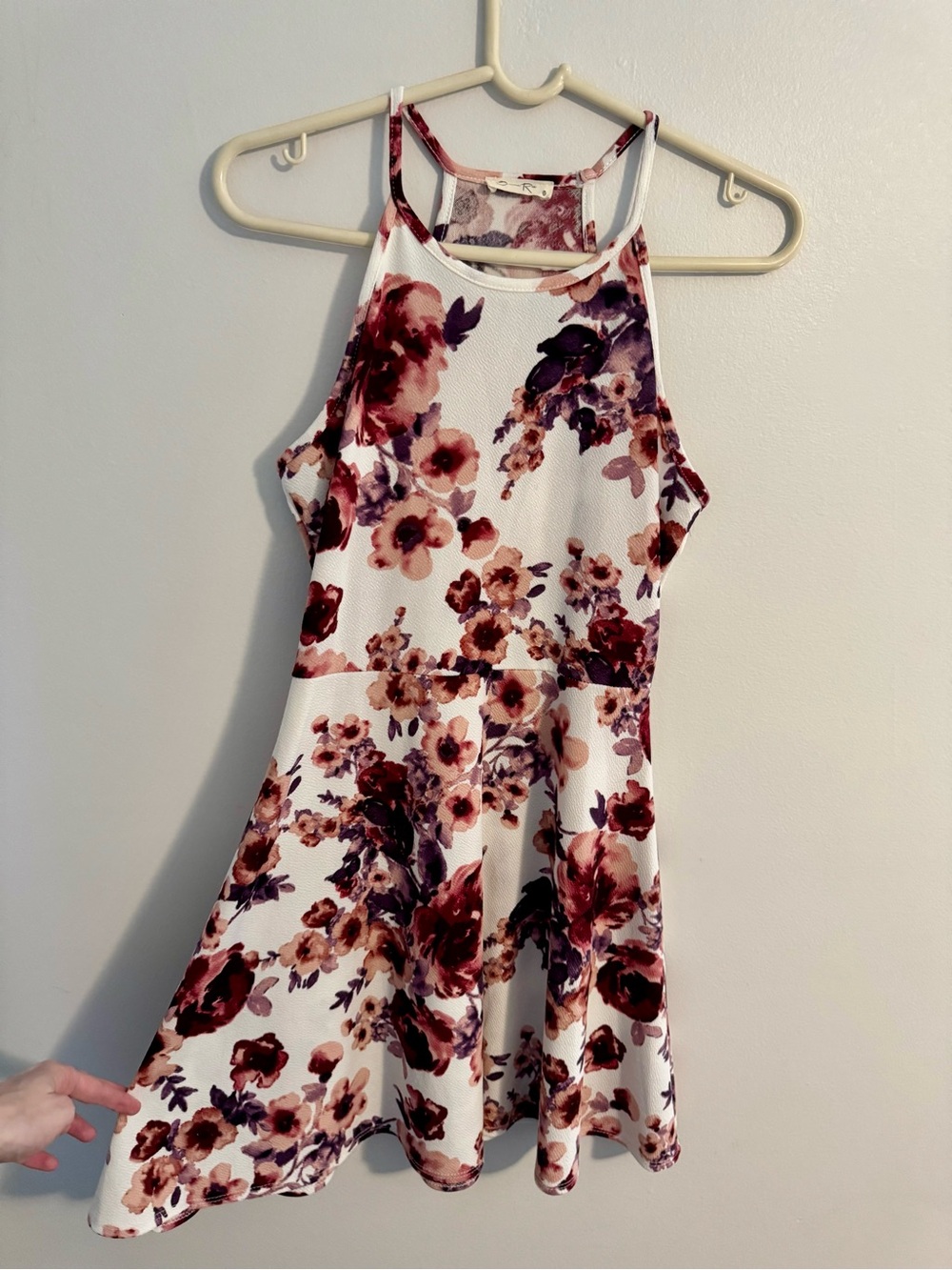 Olivia Rae White Mini Dress with Pink/Burgundy Floral Print